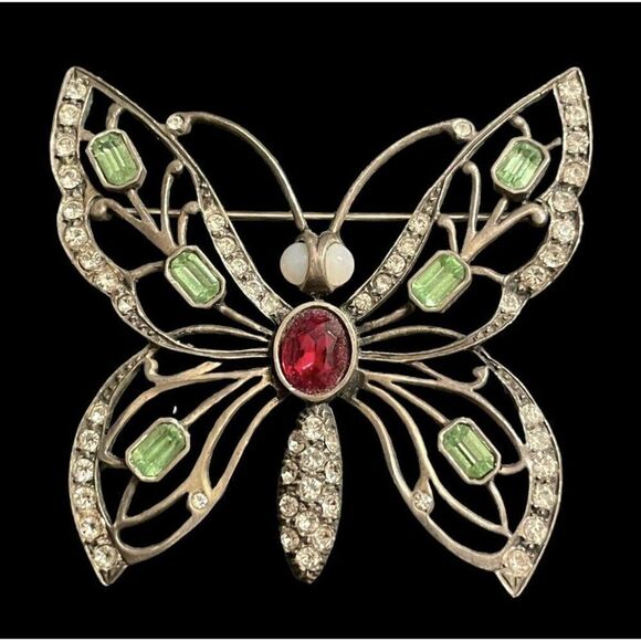 Vintage Butterfly Brooch MMA Metropolitan Museum of Art Sterling Rhinestone